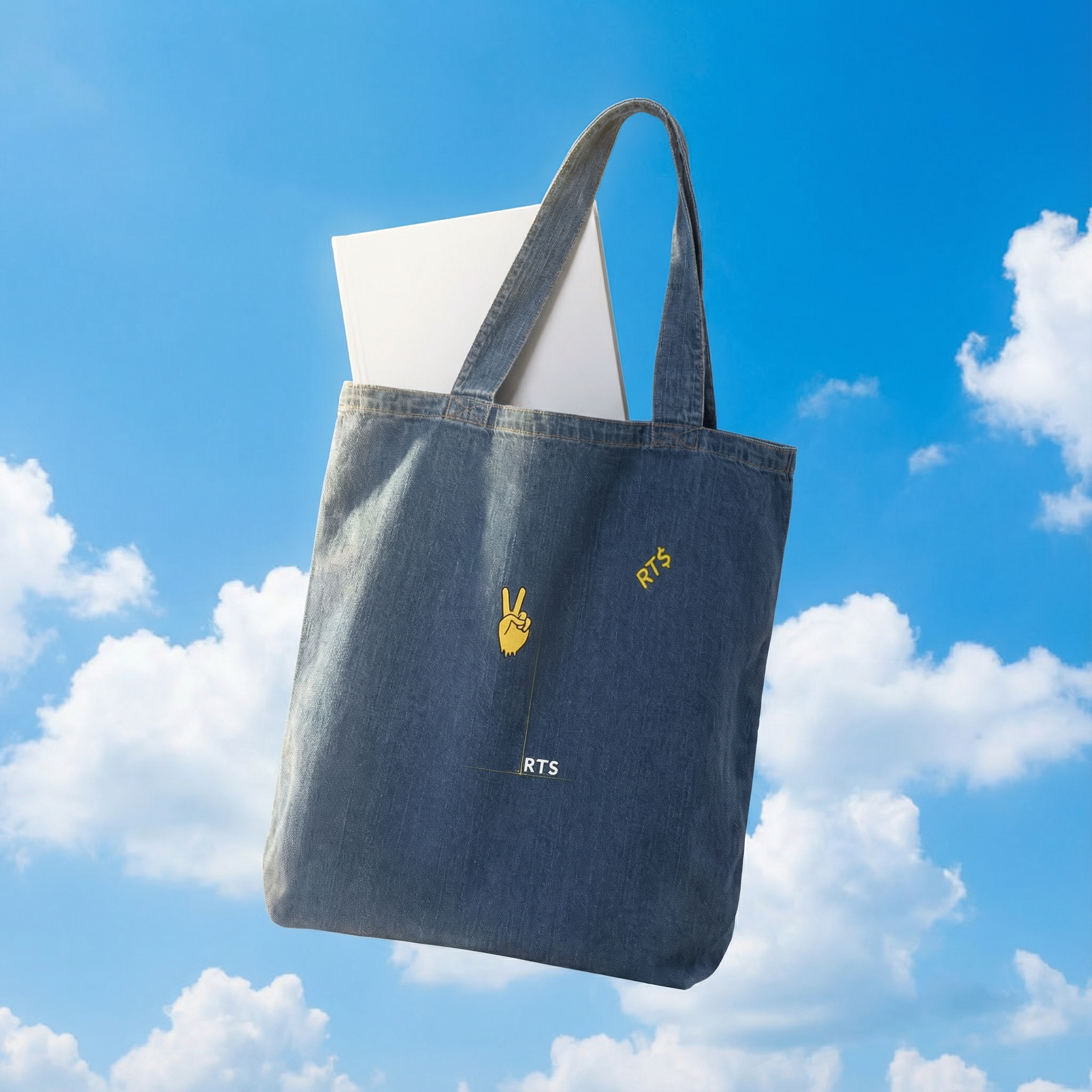 Organic denim tote bag